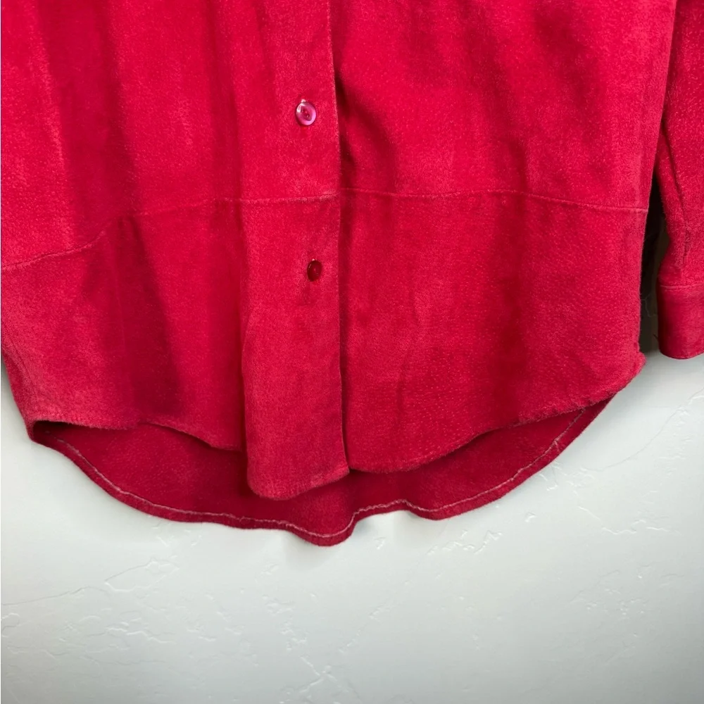 Vintage Wilson Leather Button-Up Shirt Jacket 100% Leather Suede Red Size Medium - Picture 4 of 9